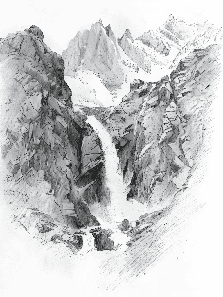 Waterfalls In A Mountainous Landscape
