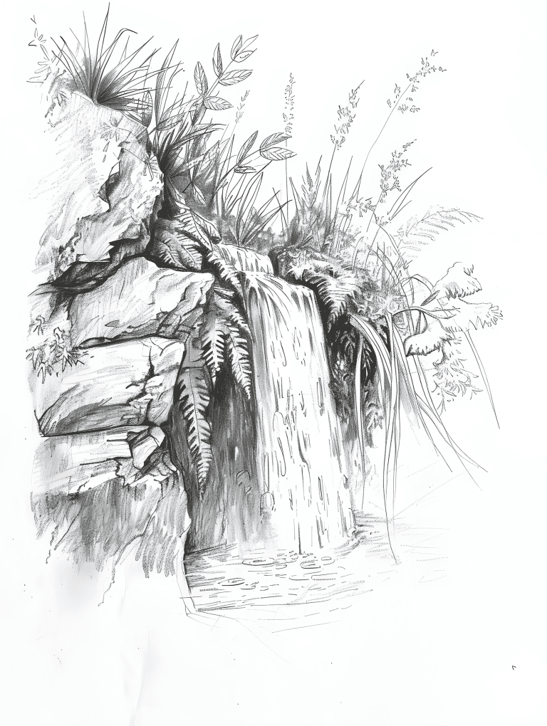 Waterfalls Trickling Through A Rock