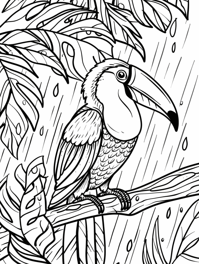 Toucan With Rainstorm Background