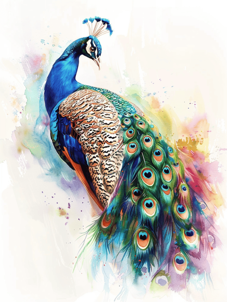 Peacock With Feathers Partially Fanned