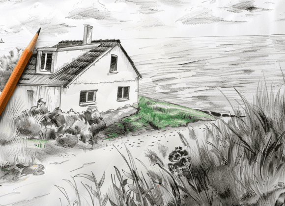 milkychoco04_a_coloured_pencil_that_is_next_to_a_seaside_cottag_13a60ff7-3f04-4c2a-bf51-07401d24a921