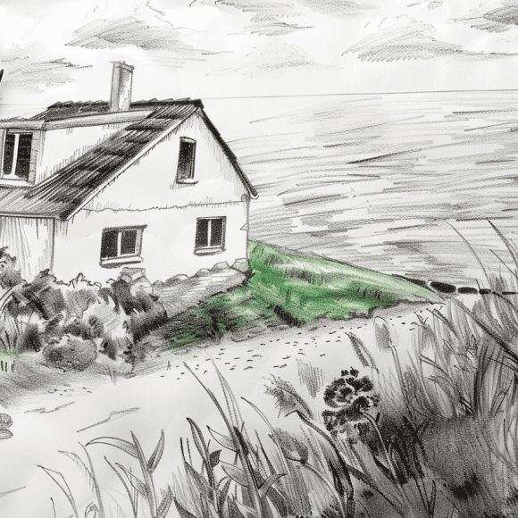 milkychoco04_a_coloured_pencil_that_is_next_to_a_seaside_cottag_13a60ff7-3f04-4c2a-bf51-07401d24a921