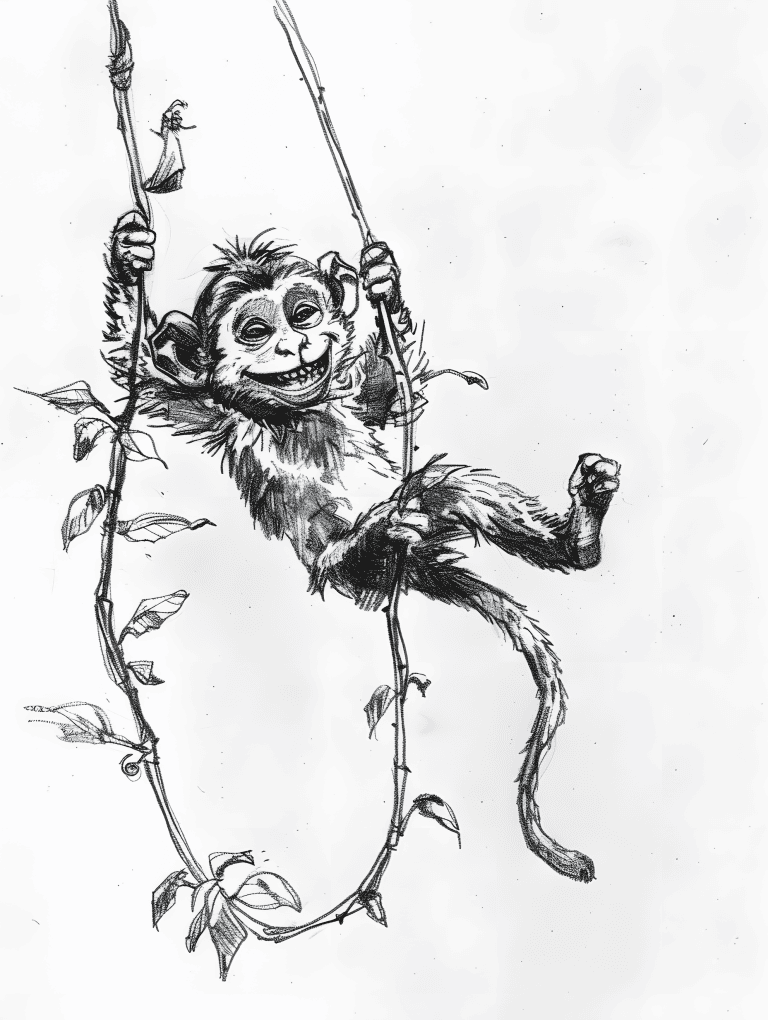 Baby Monkey Swinging