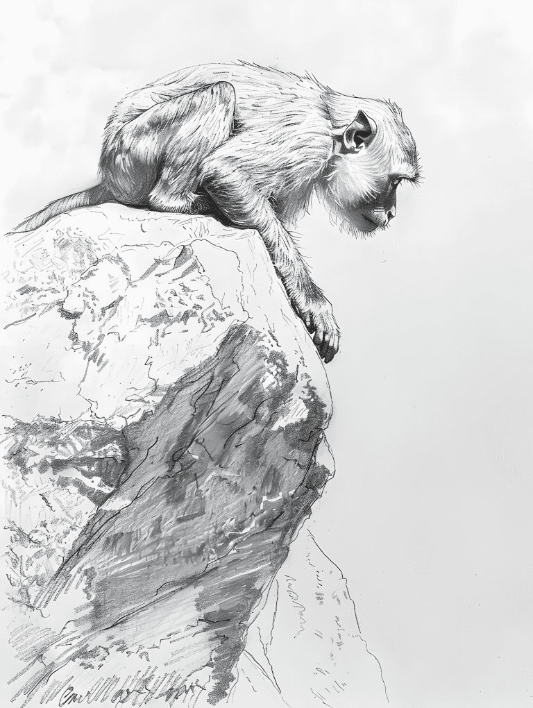 Monkey On A Boulder