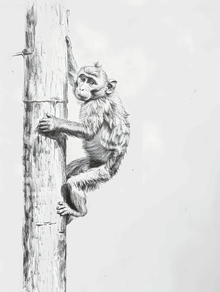 Monkey Climbing A Tree