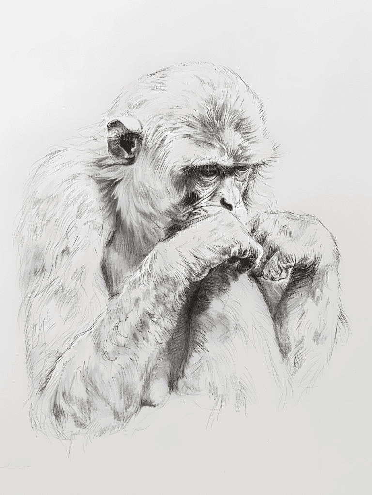 Monkey Grooming Itself