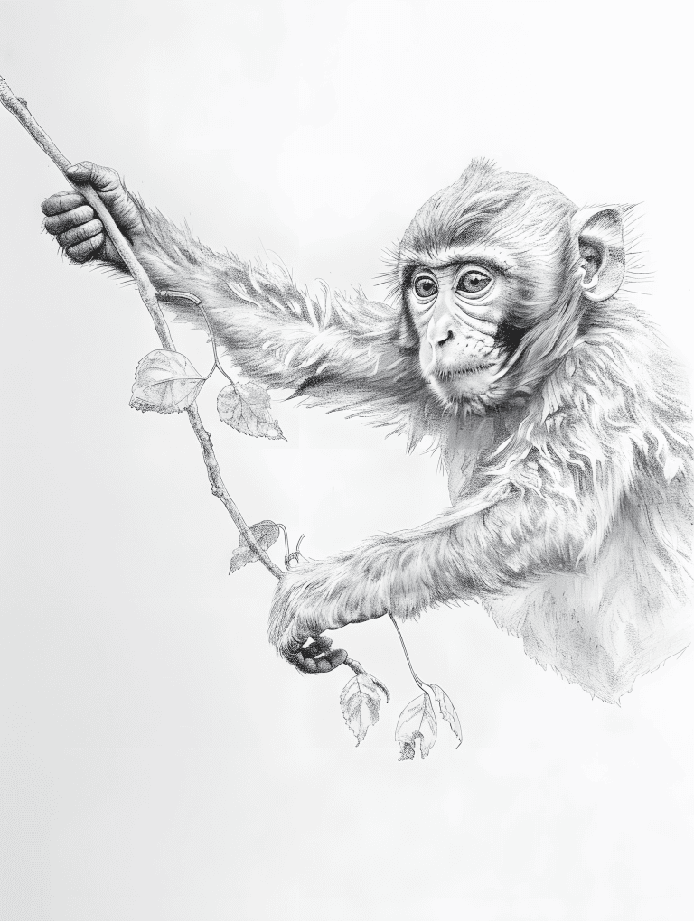 Monkey Holding A Vine