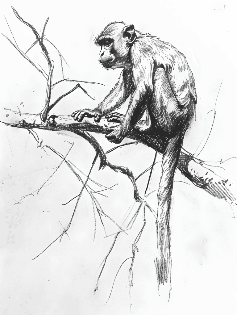 Monkey On A High Branch