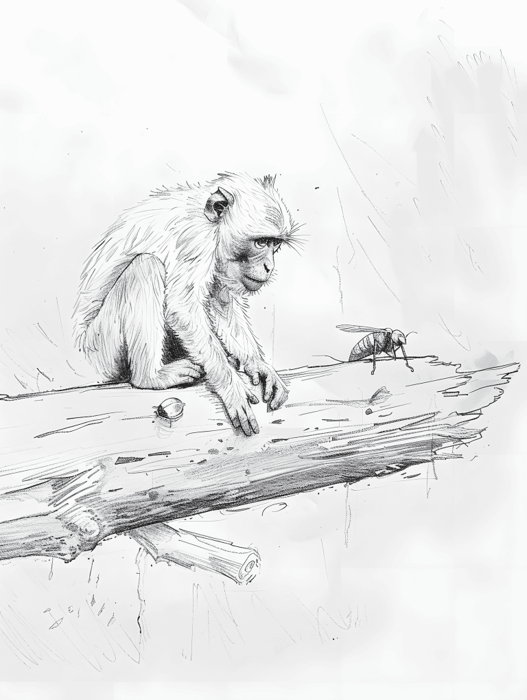 Monkey Sitting On A Log