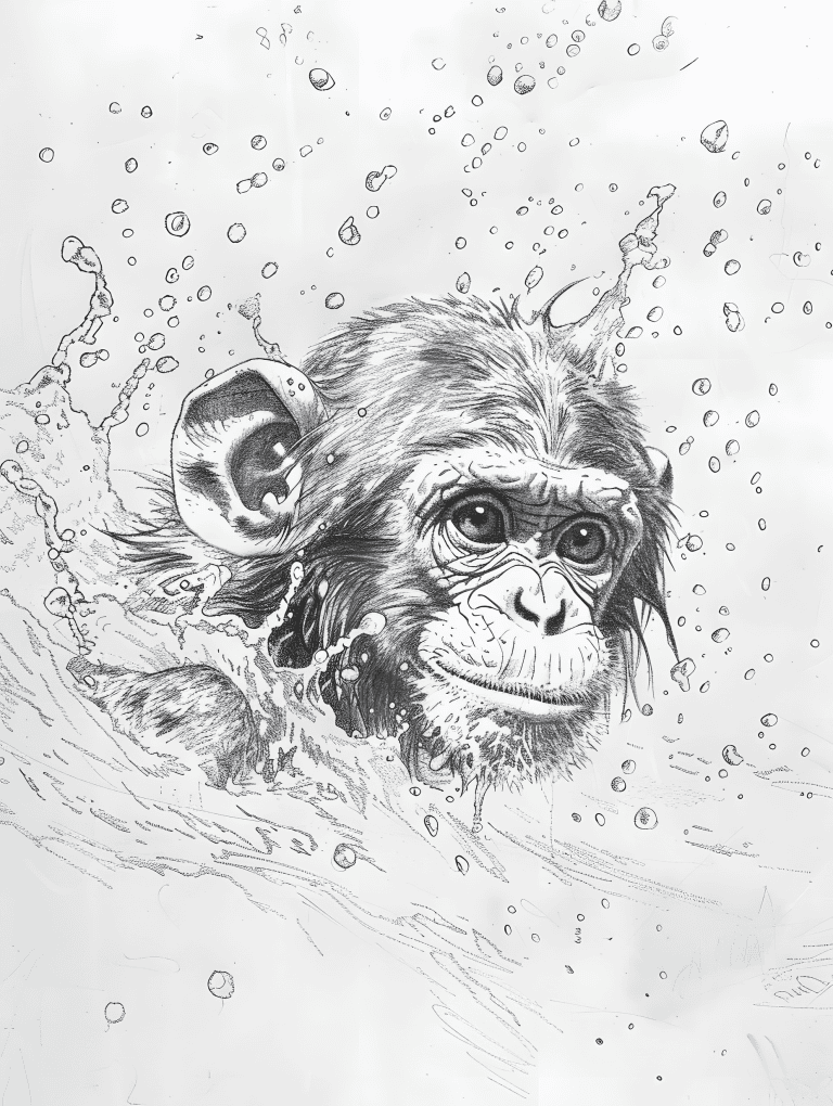 Monkey Splashing Water
