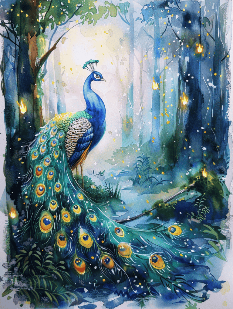 Peacock In An Enchanted Forest