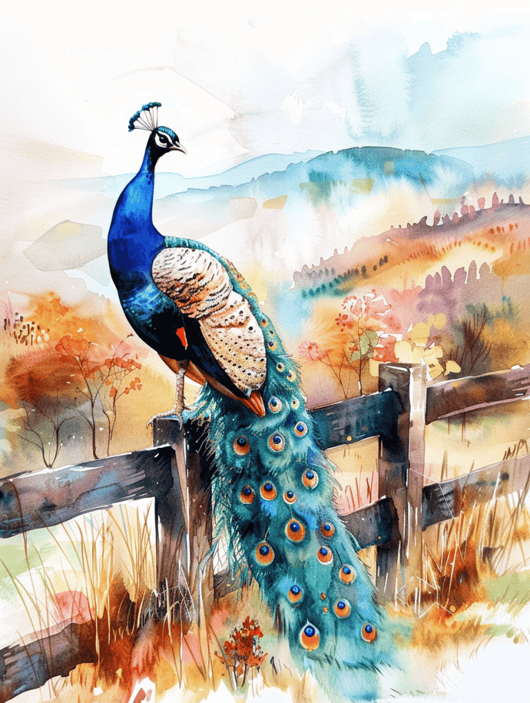 Peacock Perched On A Fence