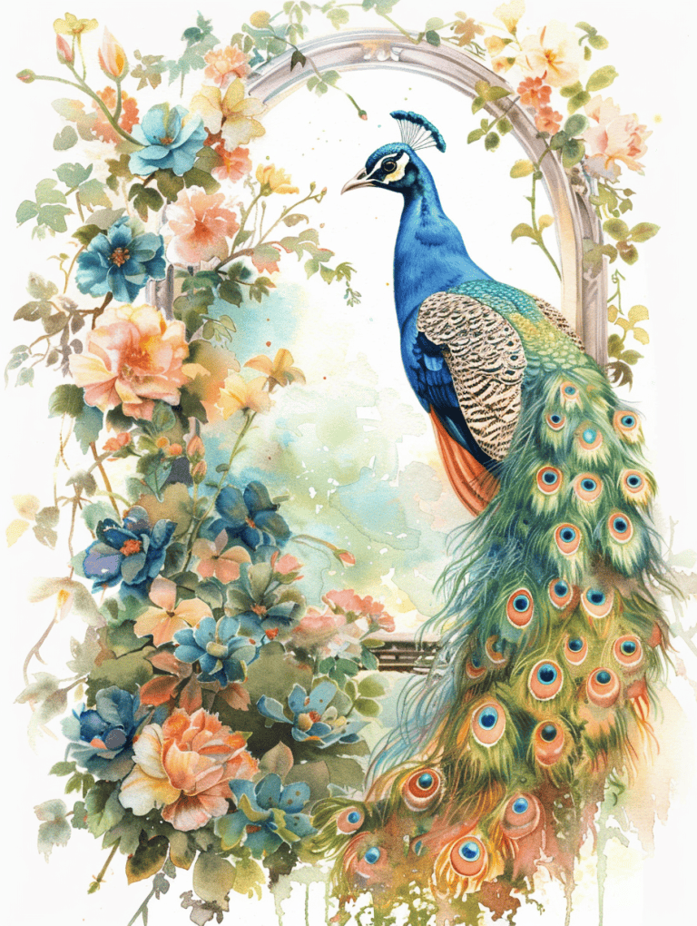 Peacock On A Garden Archway