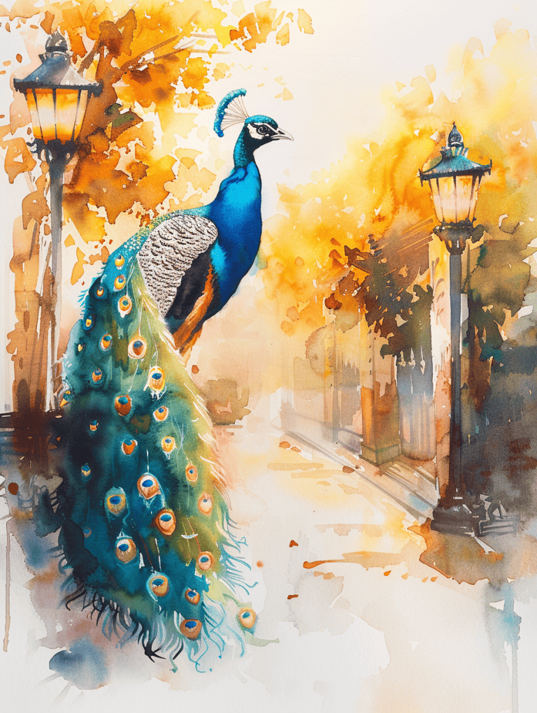 Peacock In A Courtyard