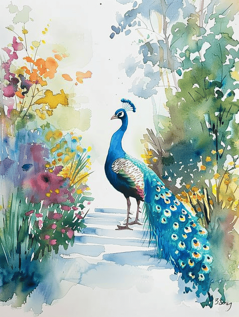 Peacock On A Garden Path