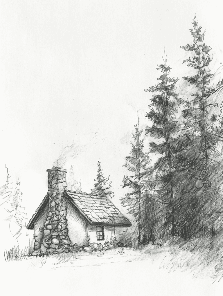Cottage Near Pine Trees