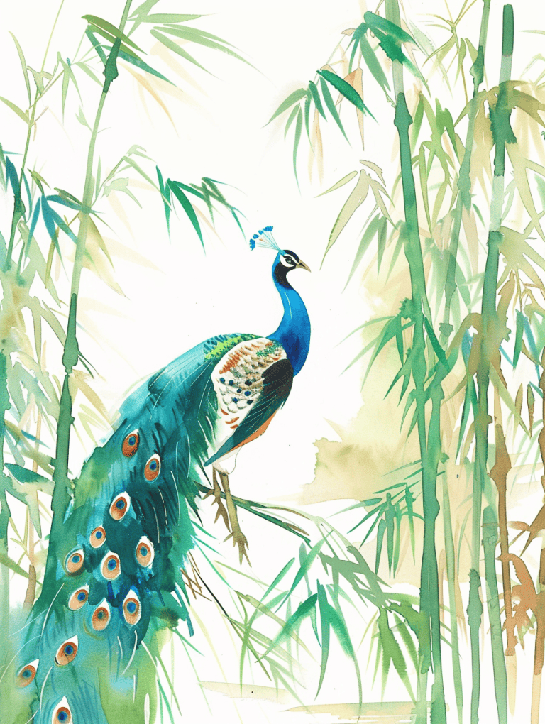 Peacock In A Bamboo Grove
