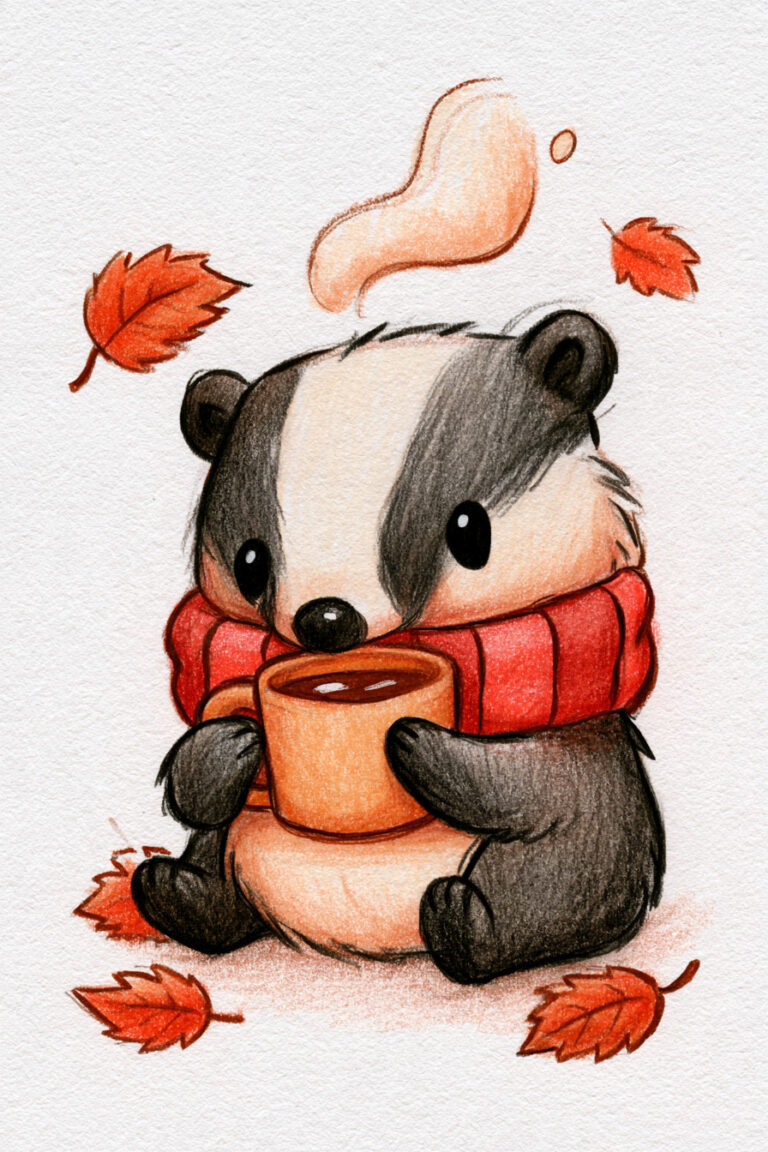 Badger Holding A Cup Of Cocoa
