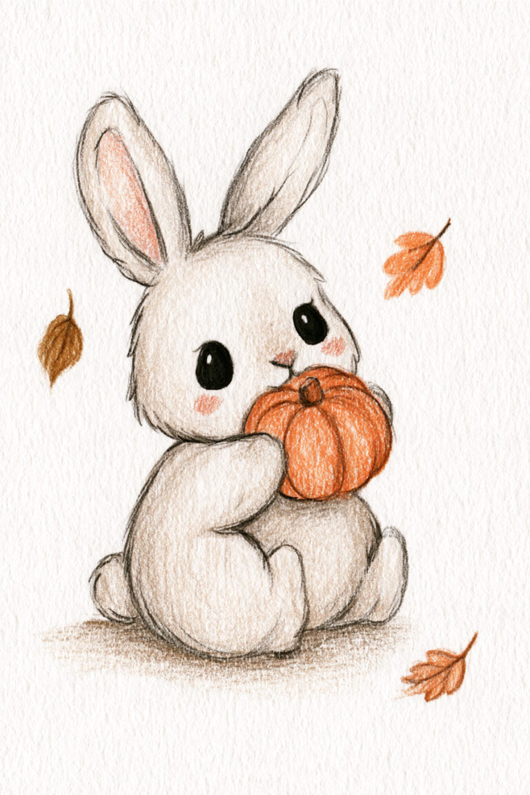 Bunny Holding Pumpkin