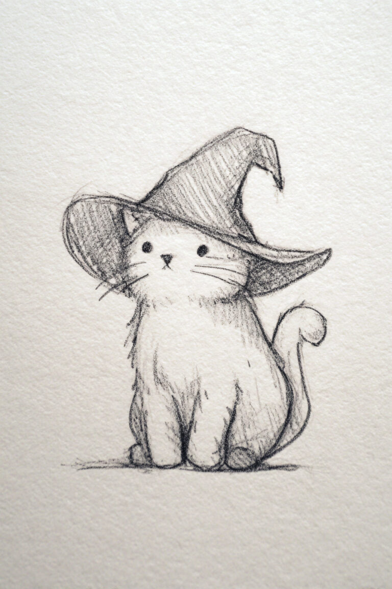 Cat Wearing a Witch Hat