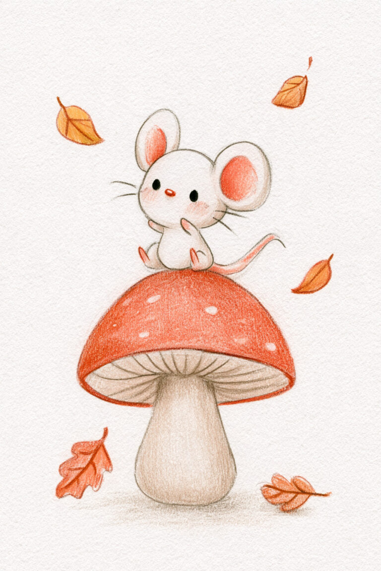 Mouse On Top of Toadstool Mushroom