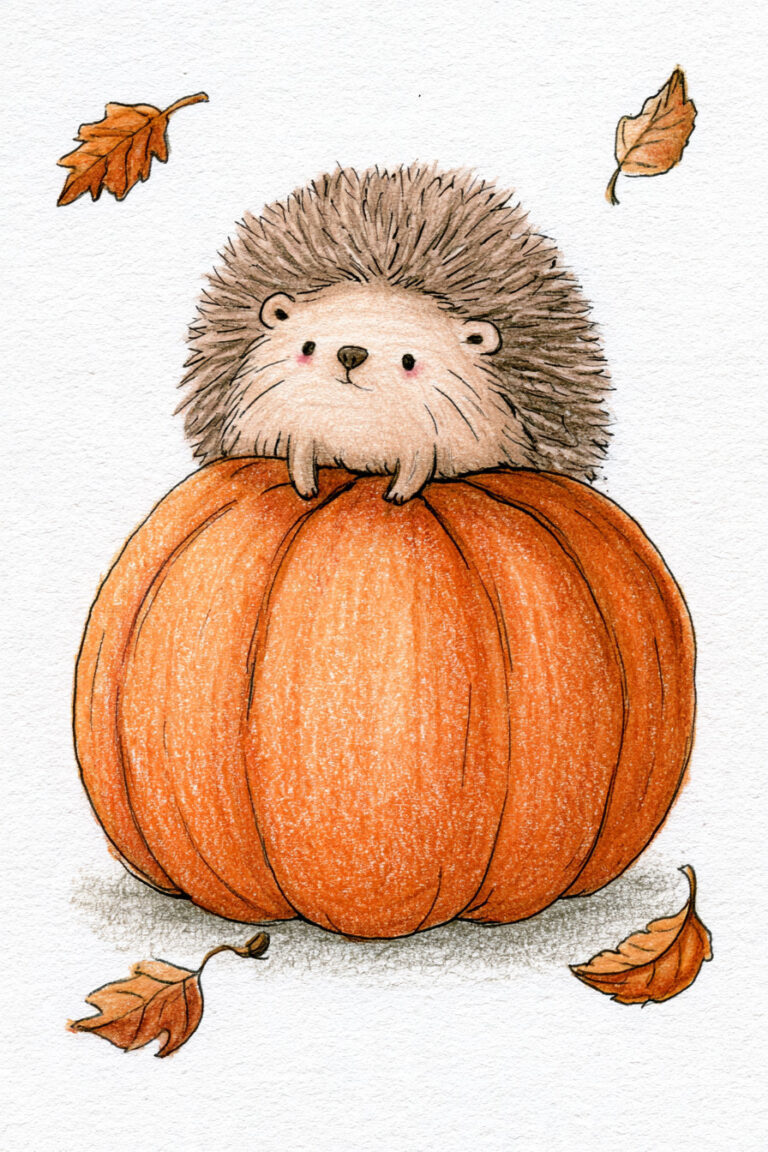 Porcupine On Top Of A Pumpkin