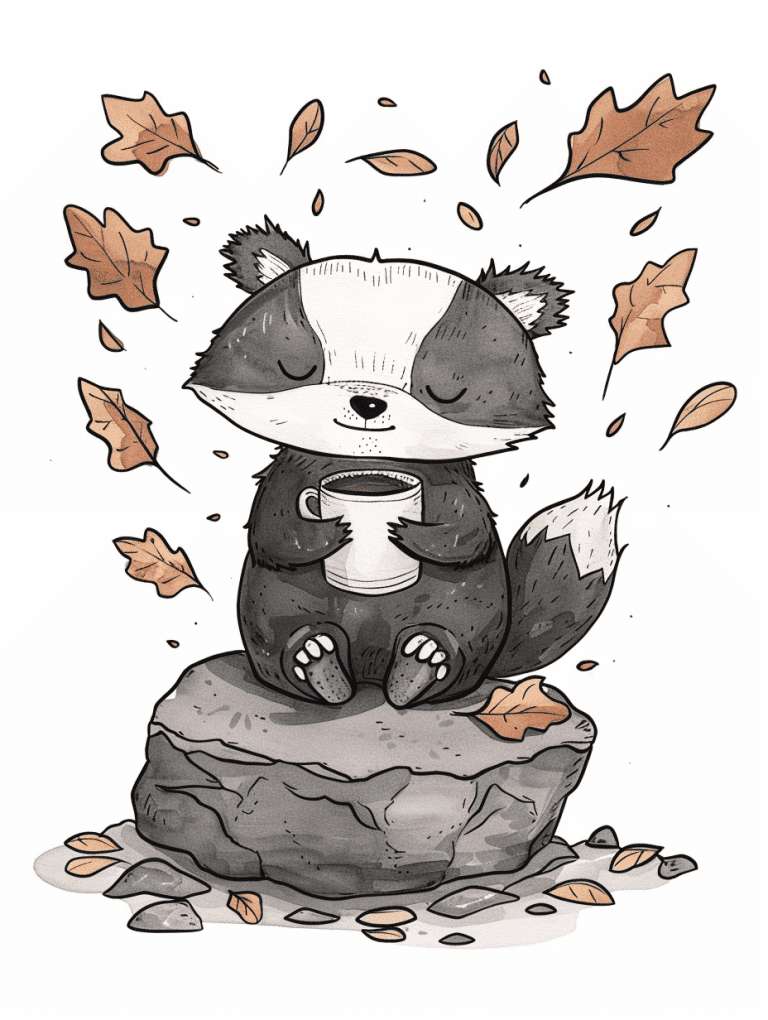 Badger Holding A Cup Of Cocoa