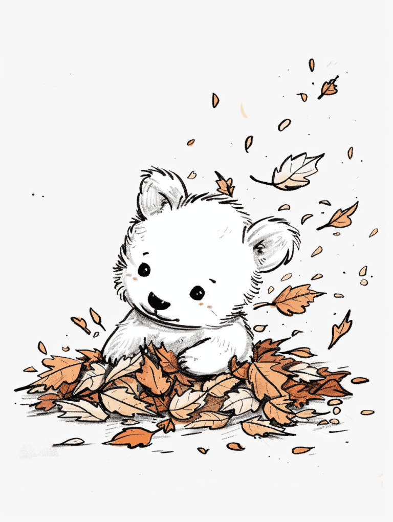 Cub Playing In A Pile Of Leaves