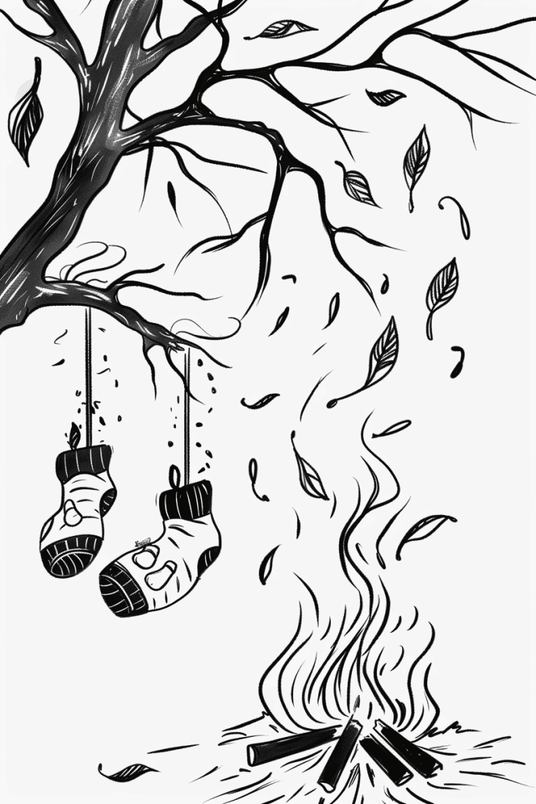 Pair Of Socks Hanging From A Nearby Branch