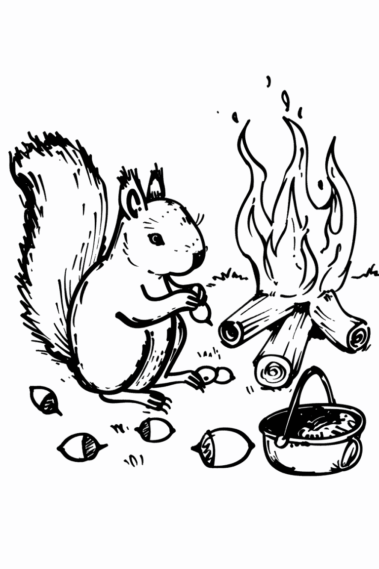 Squirrel Gathering Acorns