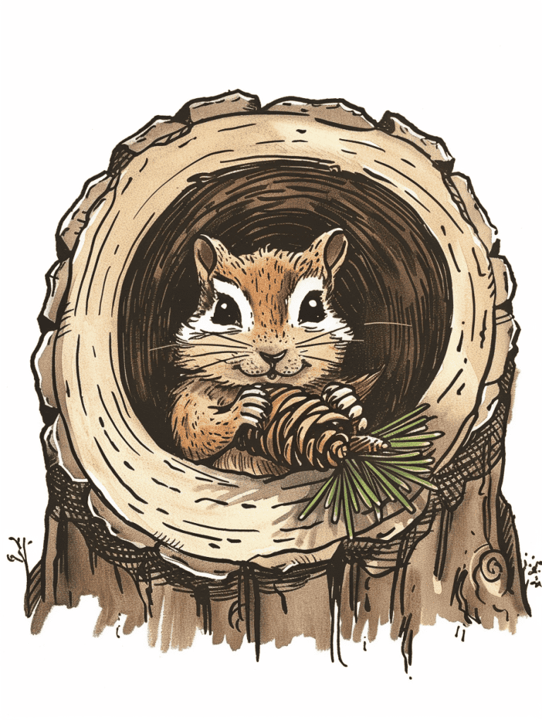 Chipmunk Popping Out From A Log