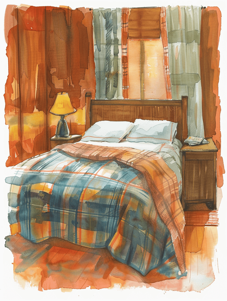 Bedroom With Plaid Blanket
