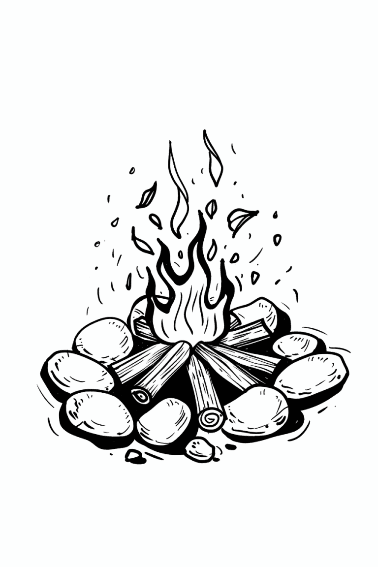 Campfire Surrounded By Stones