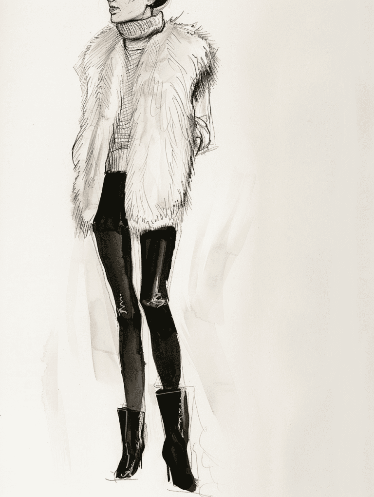 Faux Vest Over A Ribbed Turtle Neck Sweater