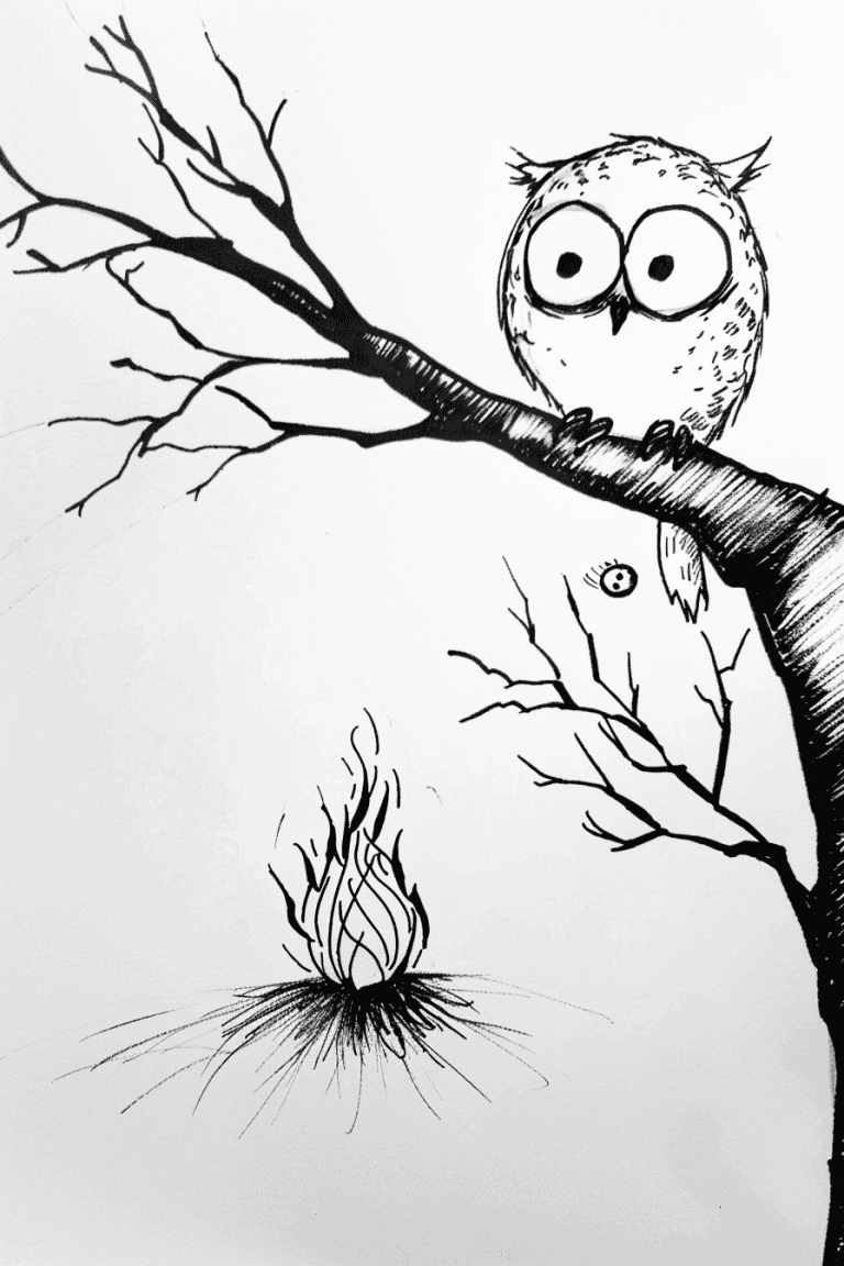 Owl Perched On A Nearby Branch