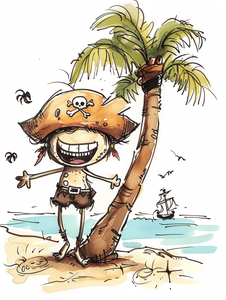 Pirate Beside A Coconut Tree