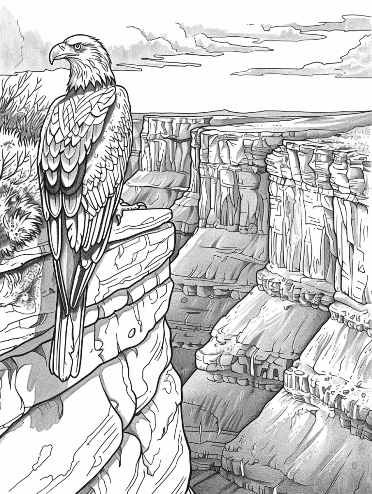 Eagle Perched On A Deep Canyon