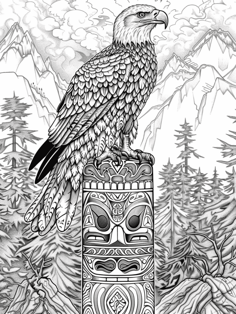 Eagle Perched On A Totem