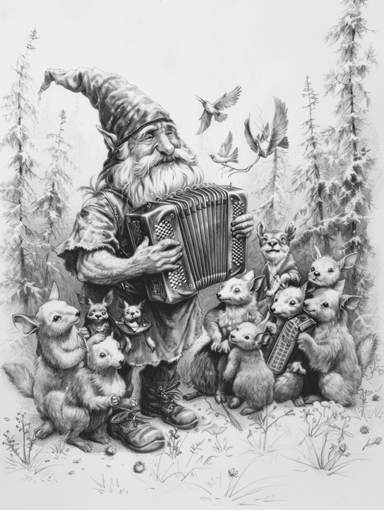 Gnome Playing An Accordion
