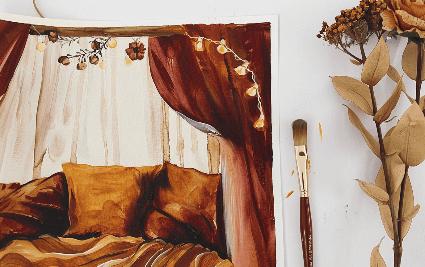 20 Cozy Autumn Bedroom Watercolor Painting Ideas for Relaxing Spaces