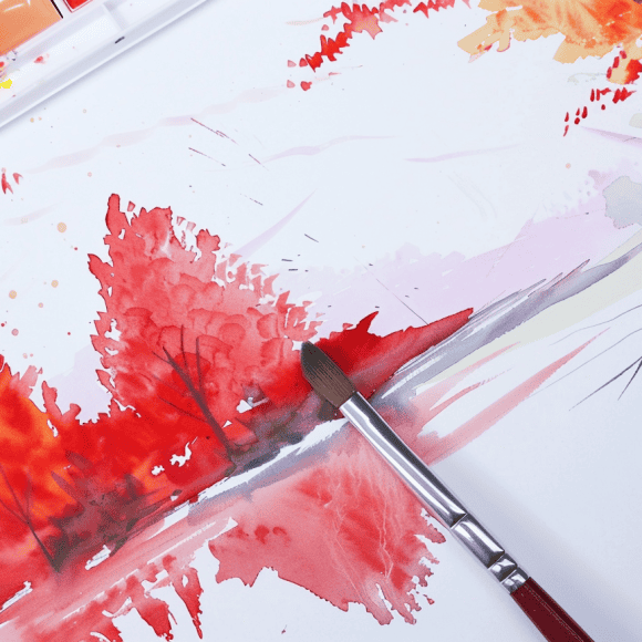 emthehuman1_a_paintbrush_next_to_a_serene_lake_surrounded_by_fi_64a40ed6-4923-4c94-942c-8e57a1c03361