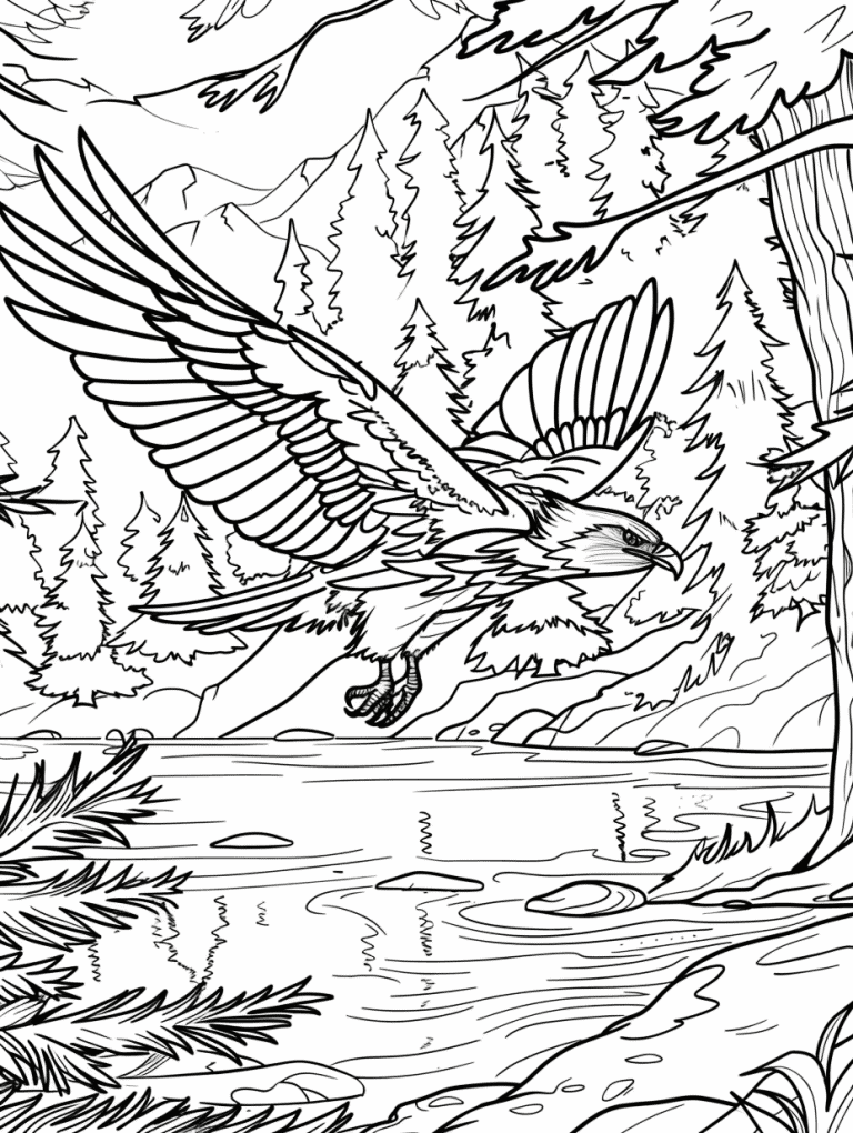 Eagle Flying Over A Lake