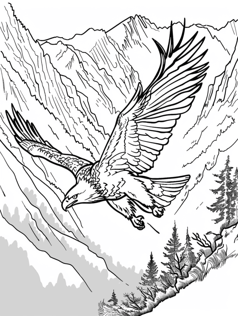 Eagle Flying Through A Misty Valley