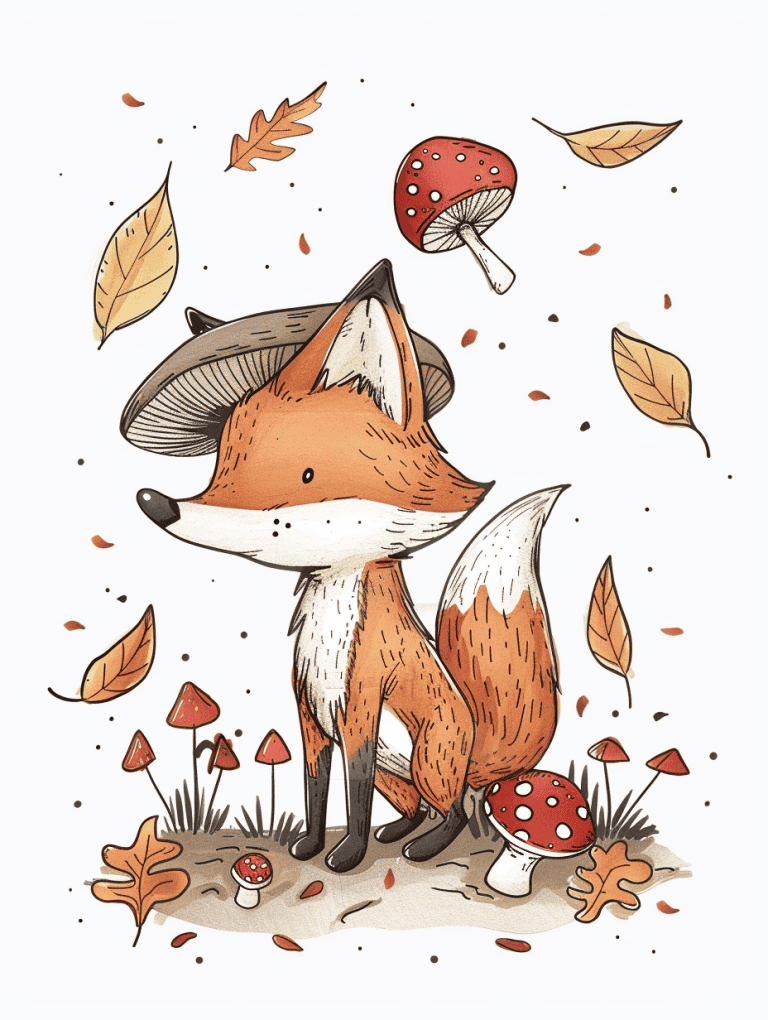 Fox Wearing A Mushroom Hat