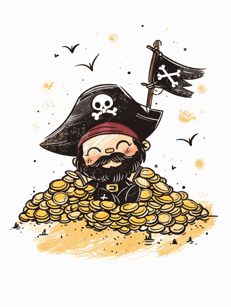 Pirate On Gold Coins