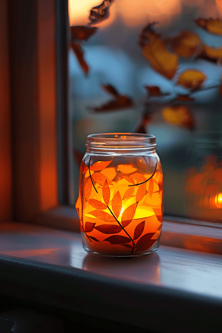 Mason Jar Autumn Candle Holder