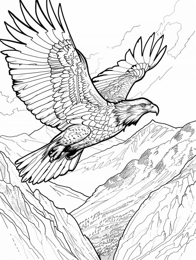 Eagle Flying Over A Mountain Range