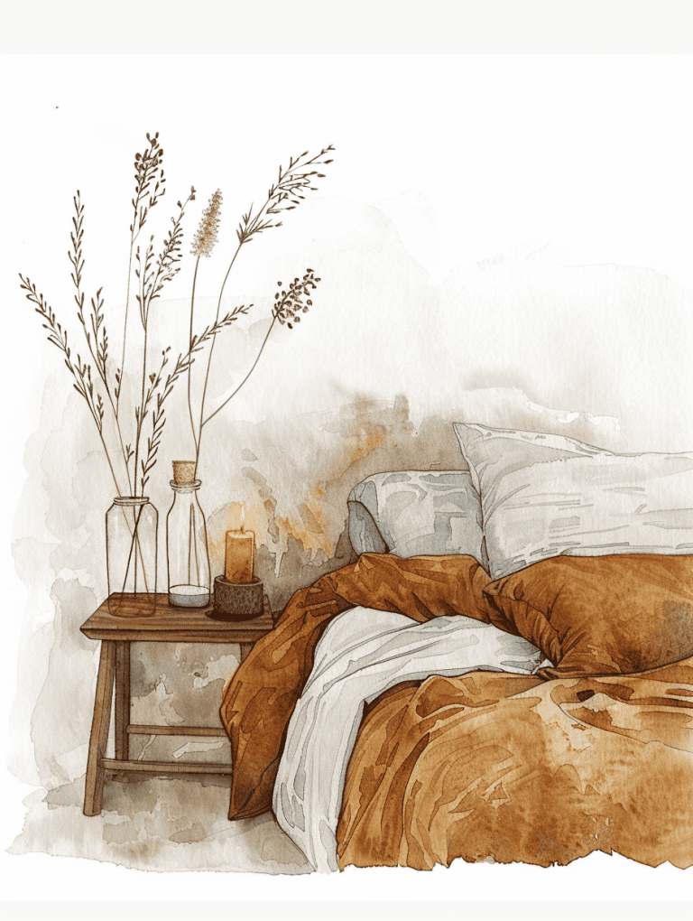 Bedroom With Burnt Sienna Duvet
