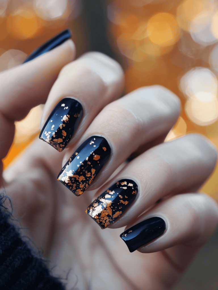 Navy Base Accented With Gold Splashes