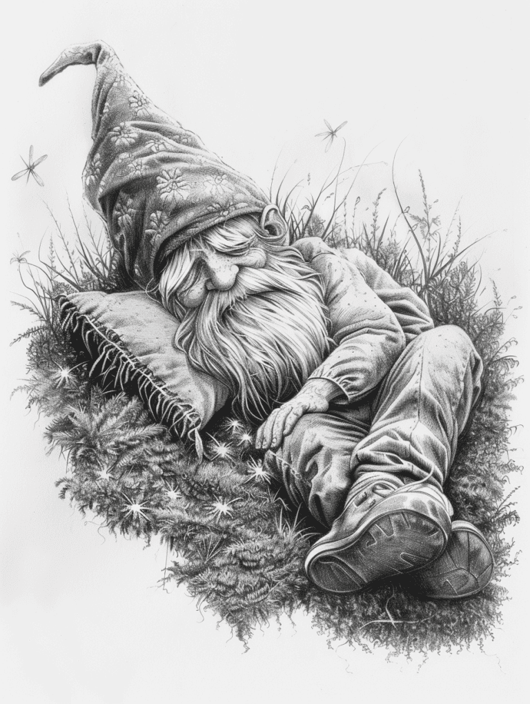 Gnome Lying In A Bed Of Moss